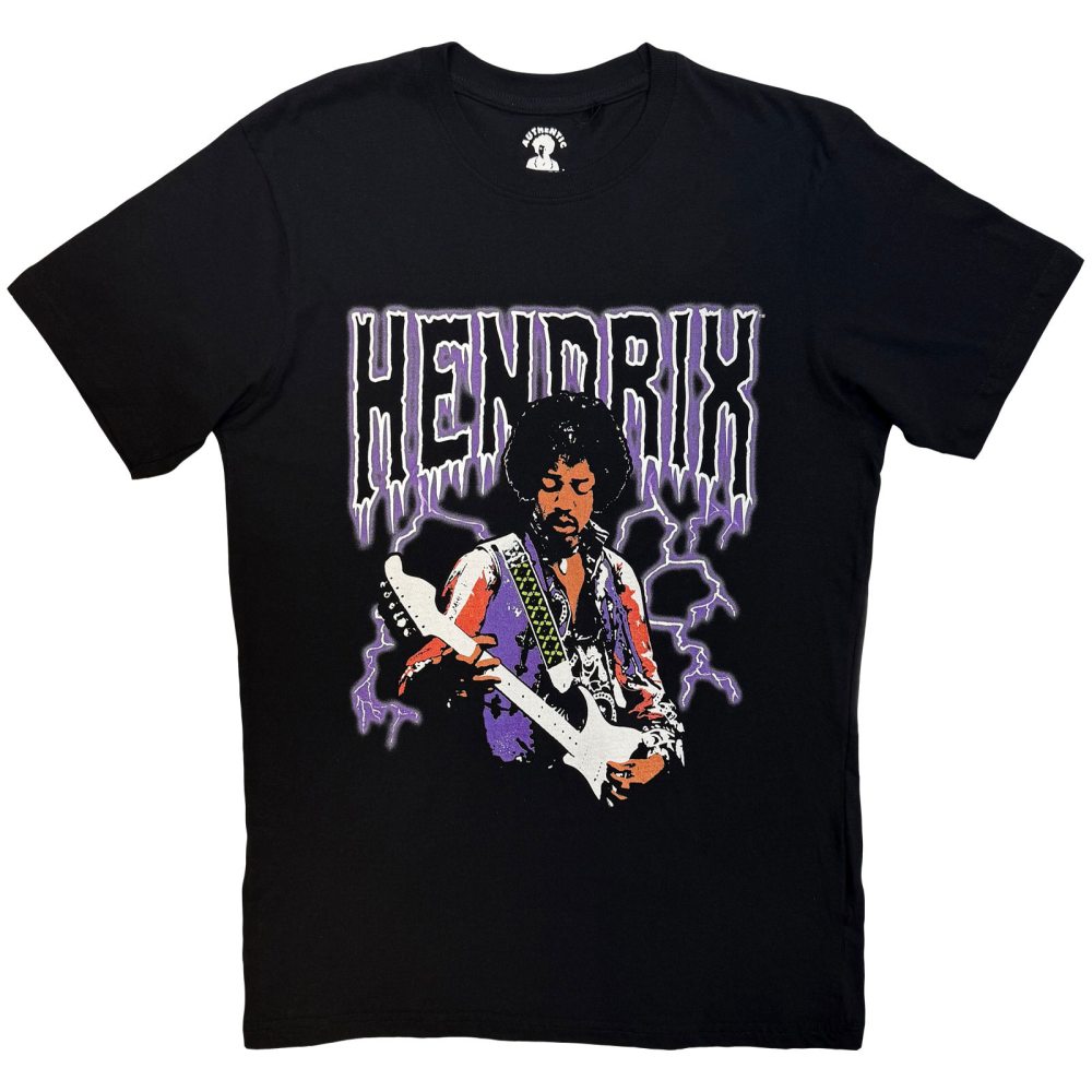 Jimi Hendrix - Lightning Heren Tshirt - Zwart